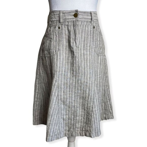 Marks & Spencer 100% Flax Linen Flared Skirt in Coffee Womens Sz UK12/US 14 - Picture 1 of 8